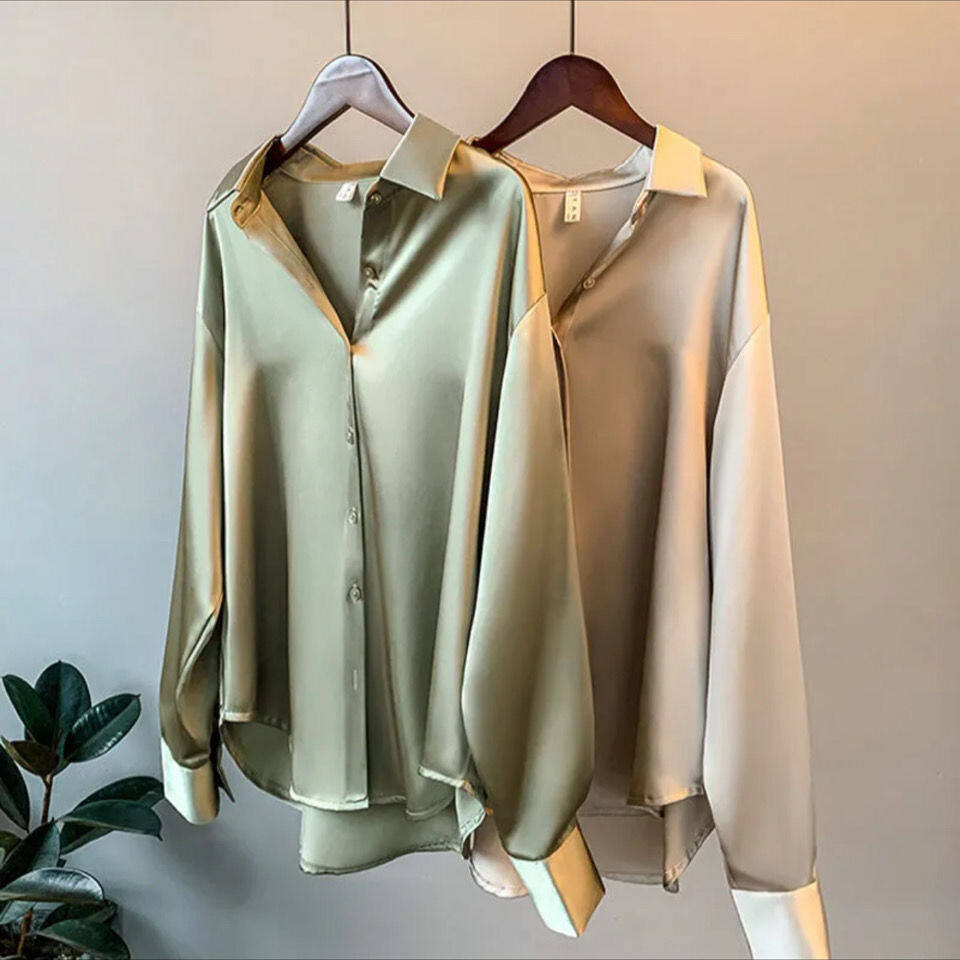 Long Sleeve Satin Blouse Women New Design 2021 Autumn Korean Style Shirt Fashion Top for Women
