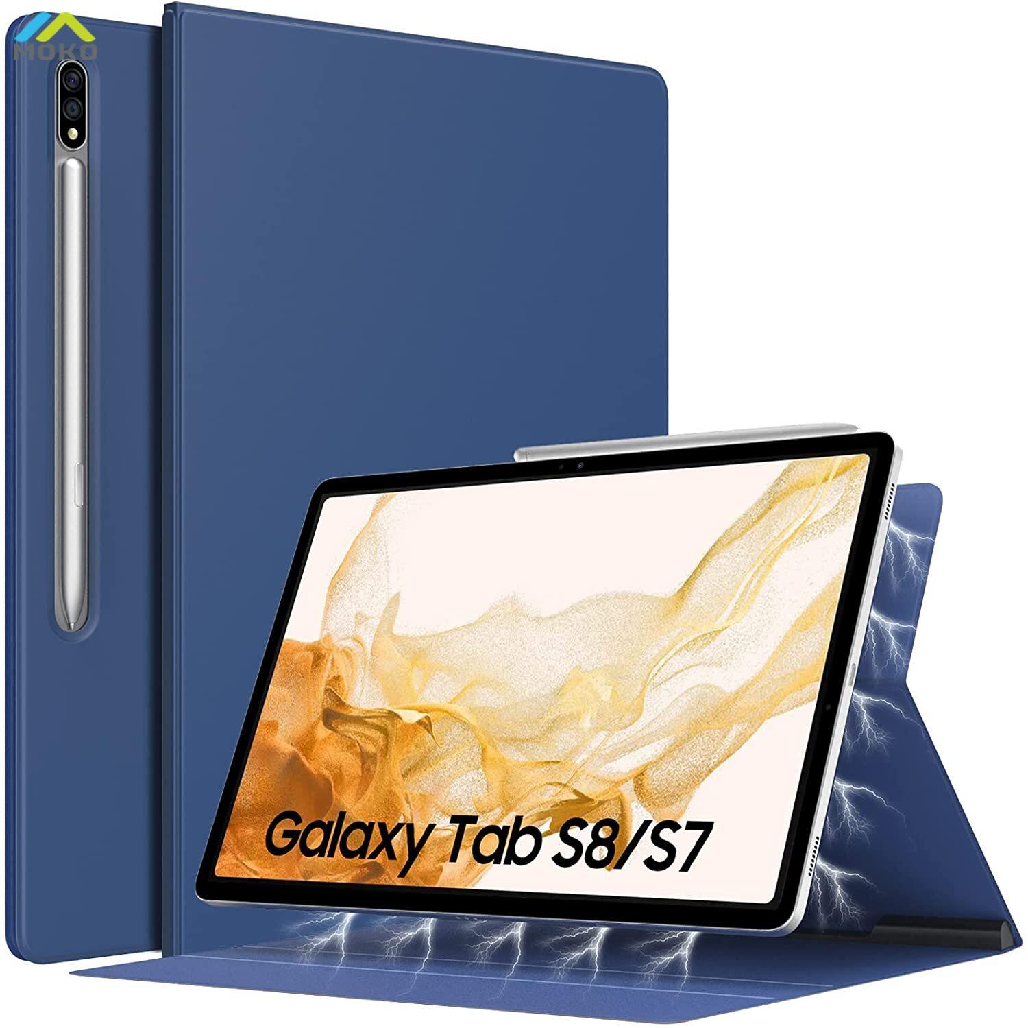 MOKO Case for Galaxy Tab S8 11 inch 2022 (SM-X700/SM-X706)/S7 2020 (SM-T870/T875) with S-Pen Holder, Slim Lightweight Magnetic Case with Auto Sleep/Wake Fit Galaxy Tab S8 Tablet, Light Purple